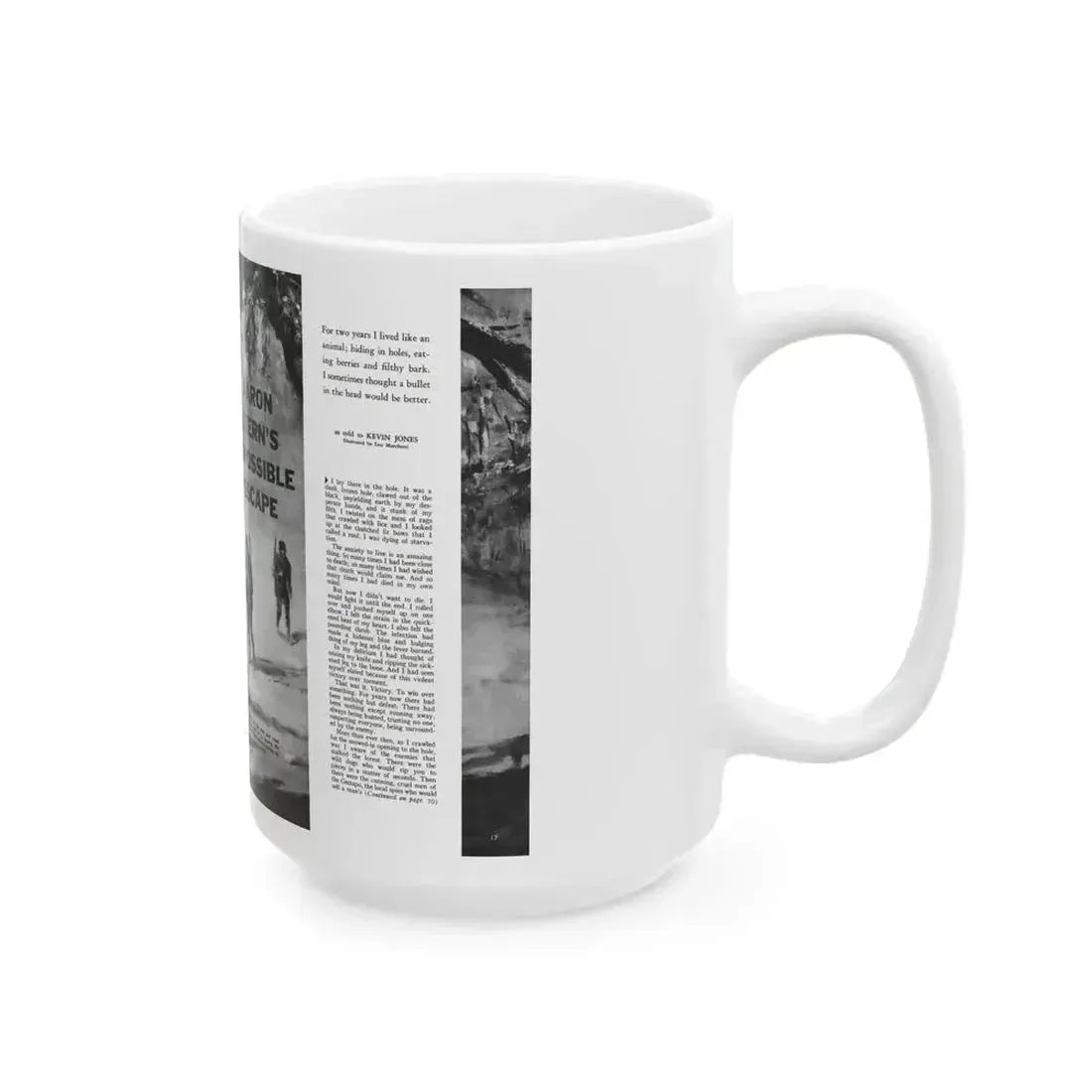 Aaron Stern's Impossible Escape, Male magazine, February 1957 - White Coffee Mug - Go Mug Yourself