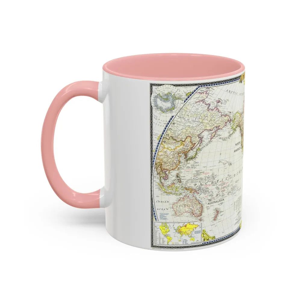 World Map (1951) (Map) Accent Coffee Mug-Go Mug Yourself