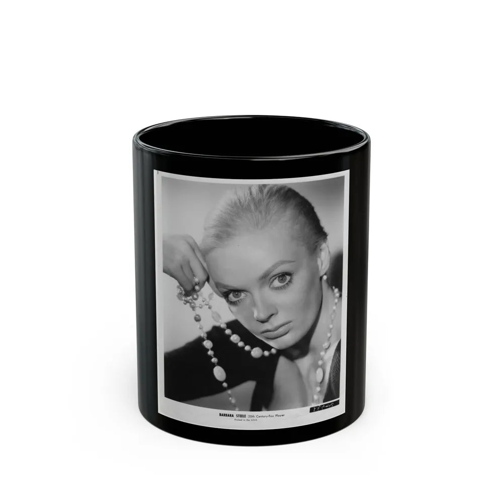 Barbara Steele #30 (Vintage Female Icon) Black Coffee Mug-11oz-Go Mug Yourself