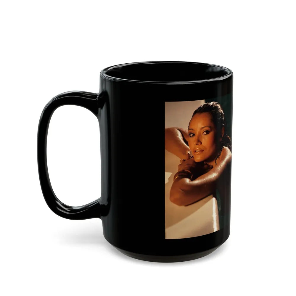 Barbara Carrera #99 (Vintage Female Icon) Black Coffee Mug-Go Mug Yourself