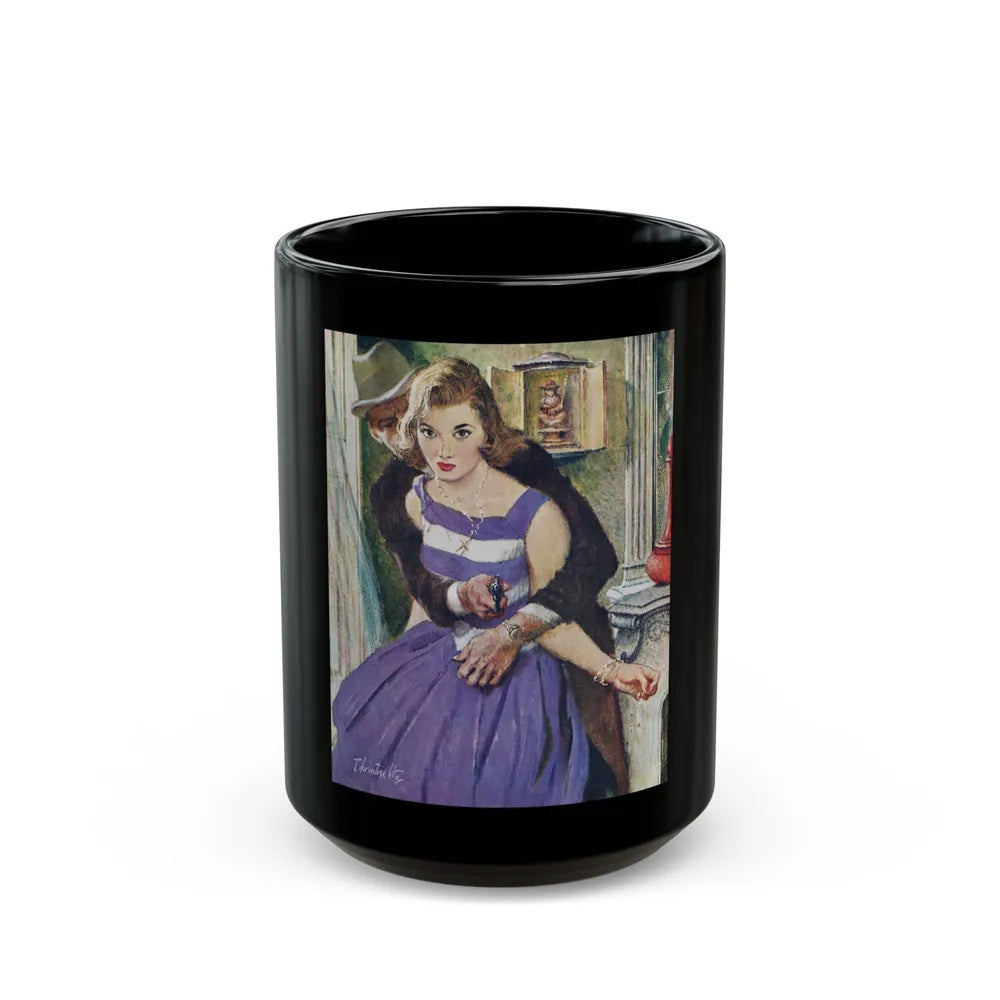 Dangerous Bluff by Thomas Walsh, The Saturday Evening Post, 1960 - Black Coffee Mug-15oz-Go Mug Yourself