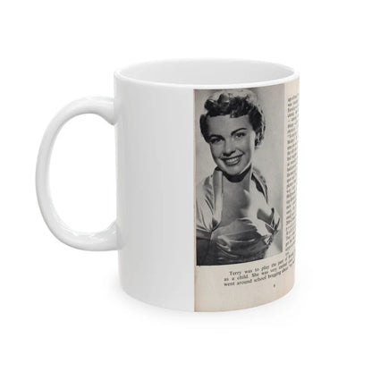 Terry Moore #438 - 66 PHOTOGRAPHS OF Terry MOORE U.K. Pocket Mag. Pages 6 & 7 (Vintage Female Icon) White Coffee Mug-Go Mug Yourself