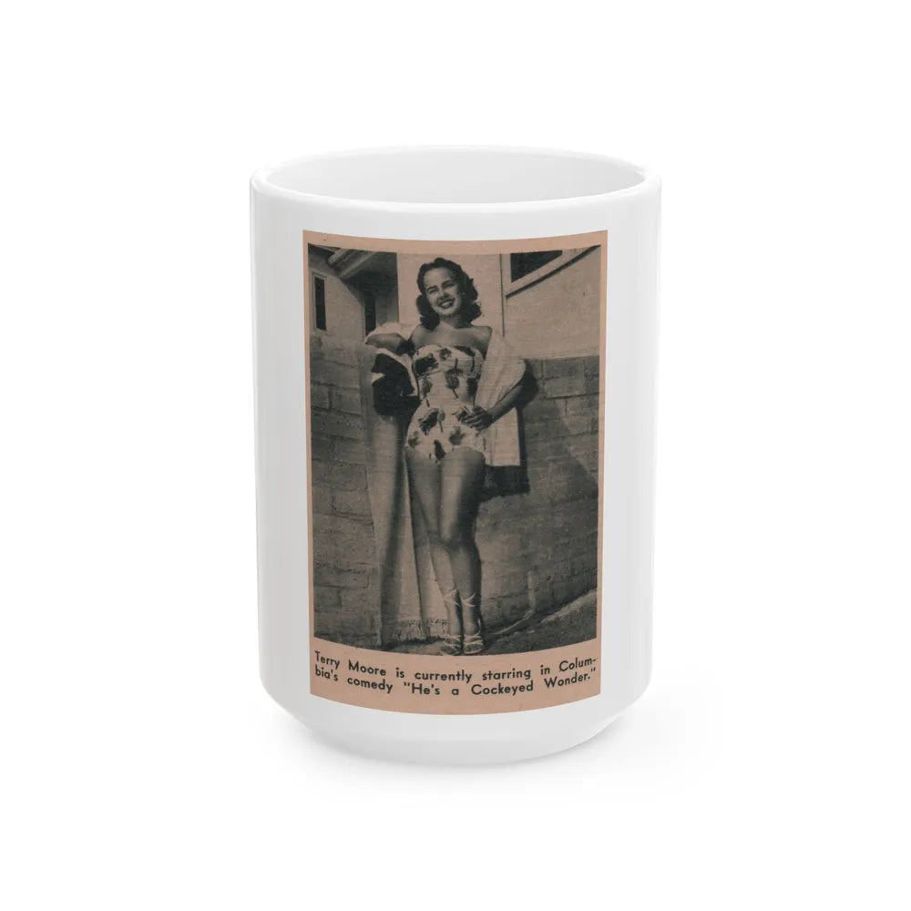 Terry Moore #594 - 2.25x3.5 Magazine Page Photo Clipping (Vintage Female Icon) White Coffee Mug-15oz-Go Mug Yourself