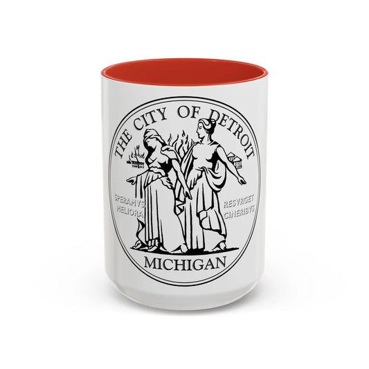 Seal of Detroit - Accent Coffee Mug-15oz-Red-Go Mug Yourself