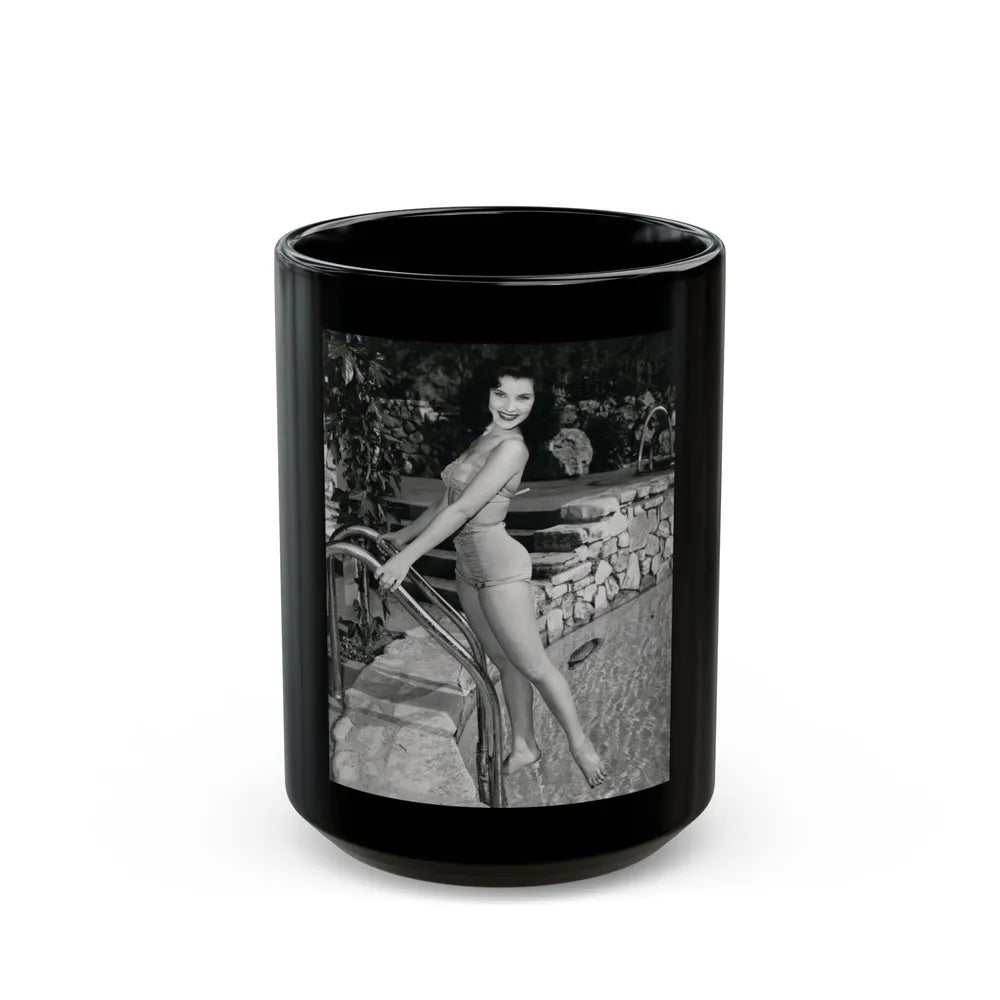 Debra Paget #274 B&W 8x10 Full Body 2-Piece Swimsuit Leggy Barefoot Cheesecake Phorto (Vintage Female Icon) Black Coffee Mug-15oz-Go Mug Yourself