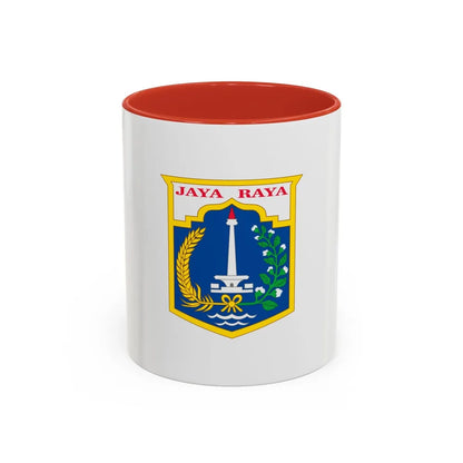 Flag of Jakarta Indonesia - Accent Coffee Mug-11oz-Red-Go Mug Yourself