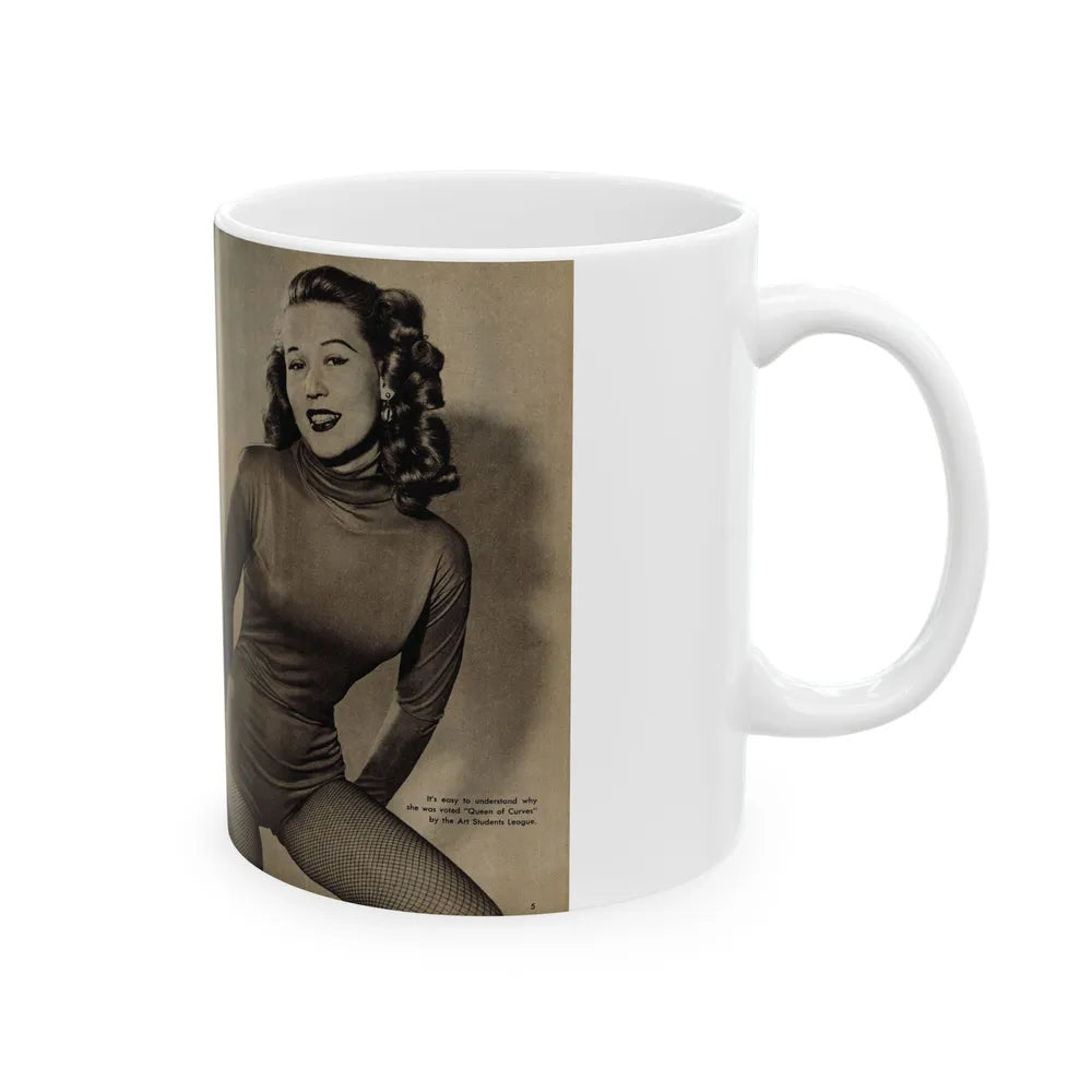 Penny Duncan #45 - [Pages 4 & 5] Pages 1 & 2 of 2 with, Penny+2 B&W Photos, Captions & Short Snippet from GALA Mag. Sept. '52 (Vintage Female Icon) White Coffee Mug-Go Mug Yourself