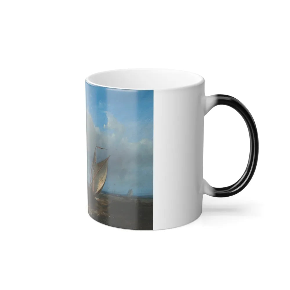 Abraham Hulk (1813-1897) Boats on rough waters - Oil on Panel - Color Changing Mug 11oz-Go Mug Yourself