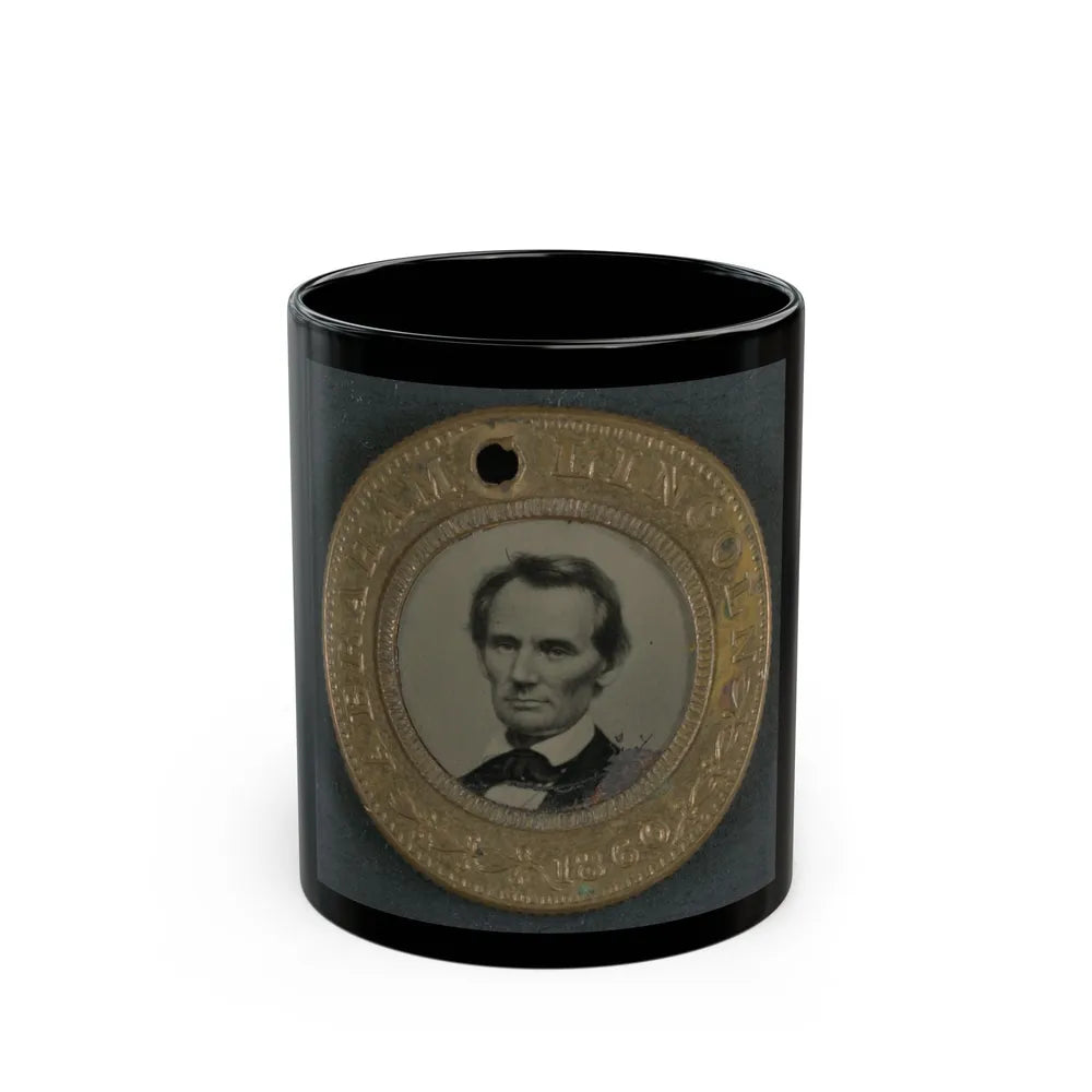 Abraham Lincoln-Hannibel Hamlin Campaign Button For 1860 Presidential Election (U.S. Civil War) Black Coffee Mug-11oz-Go Mug Yourself