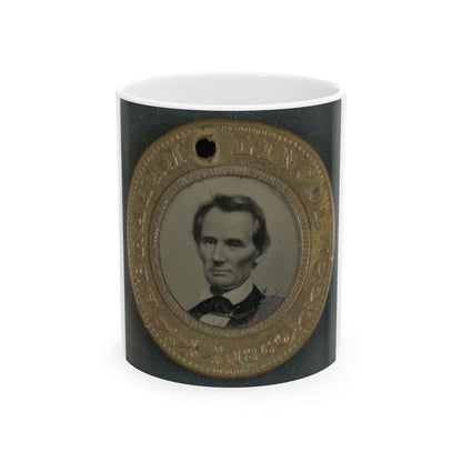 Abraham Lincoln-Hannibel Hamlin Campaign Button For 1860 Presidential Election (U.S. Civil War) White Coffee Mug-11oz-Go Mug Yourself