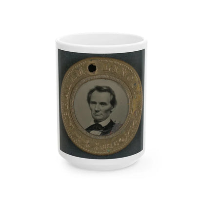 Abraham Lincoln-Hannibel Hamlin Campaign Button For 1860 Presidential Election (U.S. Civil War) White Coffee Mug-15oz-Go Mug Yourself