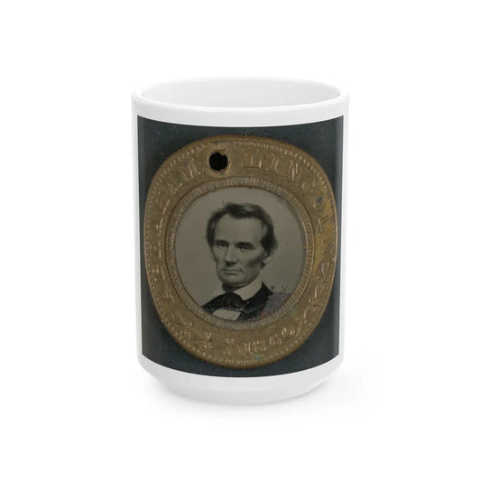 Abraham Lincoln-Hannibel Hamlin Campaign Button For 1860 Presidential Election (U.S. Civil War) White Coffee Mug-15oz-Go Mug Yourself