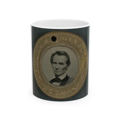 Abraham Lincoln-Hannibel Hamlin Campaign Button For 1860 Presidential Election (U.S. Civil War) White Coffee Mug 11oz - Go Mug Yourself