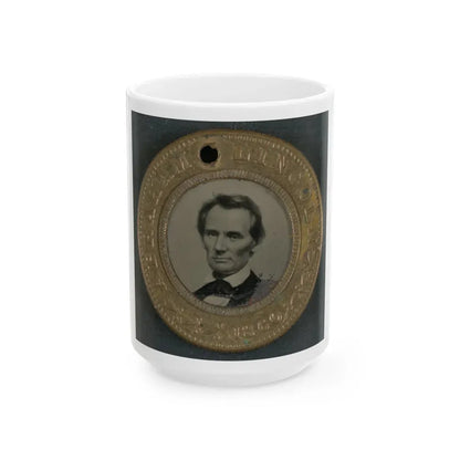 Abraham Lincoln-Hannibel Hamlin Campaign Button For 1860 Presidential Election (U.S. Civil War) White Coffee Mug 15oz - Go Mug Yourself