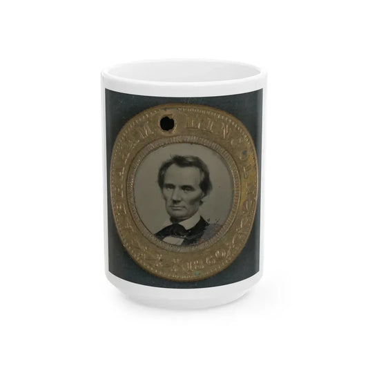 Abraham Lincoln-Hannibel Hamlin Campaign Button For 1860 Presidential Election (U.S. Civil War) White Coffee Mug 15oz - Go Mug Yourself