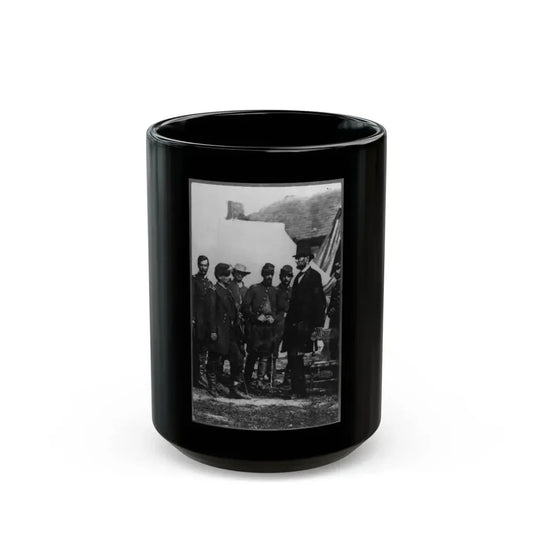 Abraham Lincoln On Battlefield At Antietam, Maryland, Cropped Version That Highlights Mclellan And Lincoln (U.S. Civil War) Black Coffee Mug 15oz - Go Mug Yourself