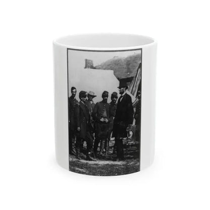 Abraham Lincoln On Battlefield At Antietam, Maryland, Cropped Version That Highlights Mclellan And Lincoln (U.S. Civil War) White Coffee Mug 11oz - Go Mug Yourself
