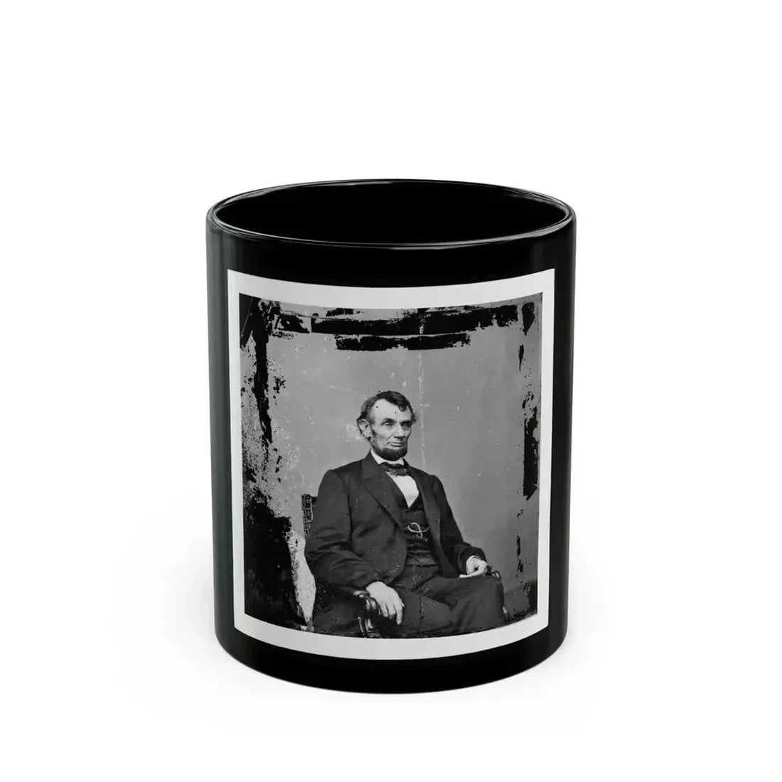 Abraham Lincoln, President Of The United States, Three-Quarter Length Portrait, Seated, Facing Right (U.S. Civil War) Black Coffee Mug 11oz - Go Mug Yourself