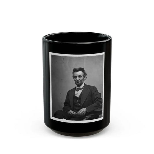 Abraham Lincoln, Three-Quarter Length Portrait, Seated And Holding His Spectacles And A Pencil (U.S. Civil War) Black Coffee Mug-15oz-Go Mug Yourself