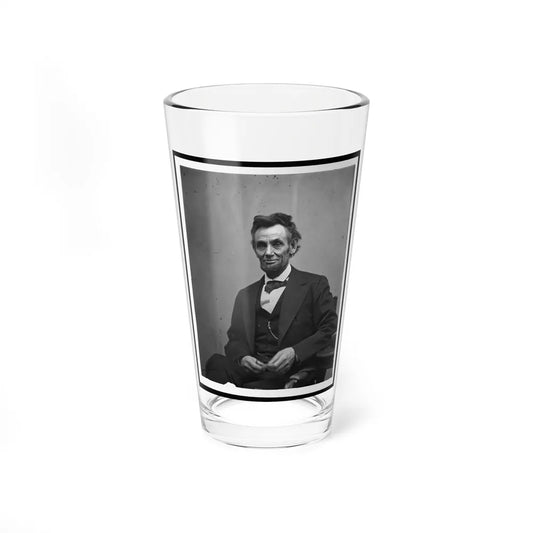 Abraham Lincoln, Three-Quarter Length Portrait, Seated And Holding His Spectacles And A Pencil (U.S. Civil War) Pint Glass 16oz-16oz-Go Mug Yourself