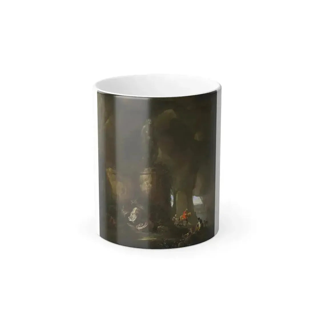 Abraham van Cuylenborch (1610 - 1658) A grotto with travelers and a sculpture of Bacchus - Color Changing Mug 11oz 11oz - Go Mug Yourself