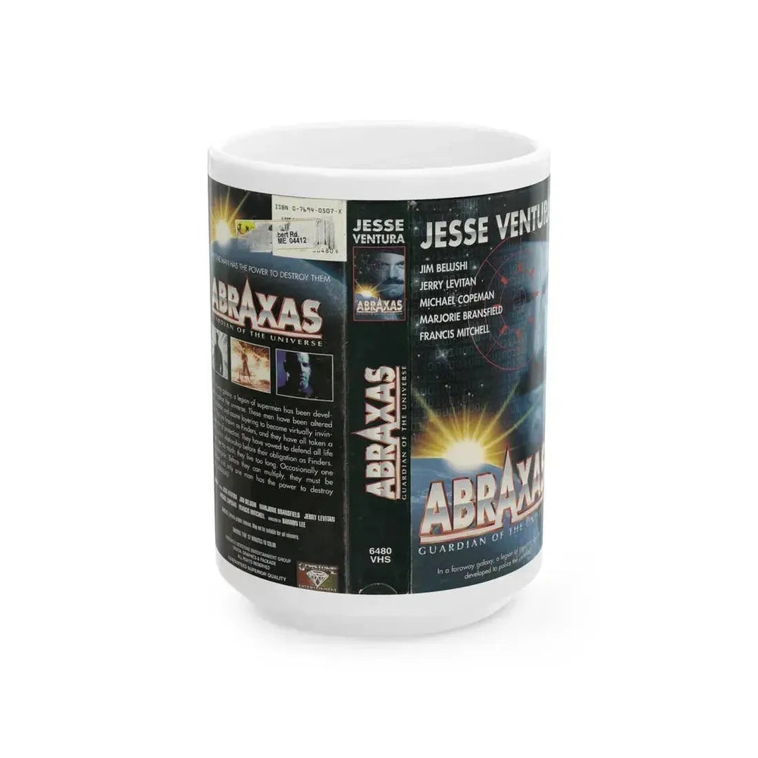 ABRAXAS GUARDIAN OF THE UNIVERSE (VHS COVER) - White Coffee Mug 15oz - Go Mug Yourself