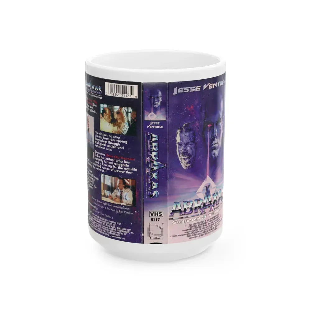 ABRAXAS JESSE VENTURA (VHS COVER) - White Coffee Mug 15oz - Go Mug Yourself