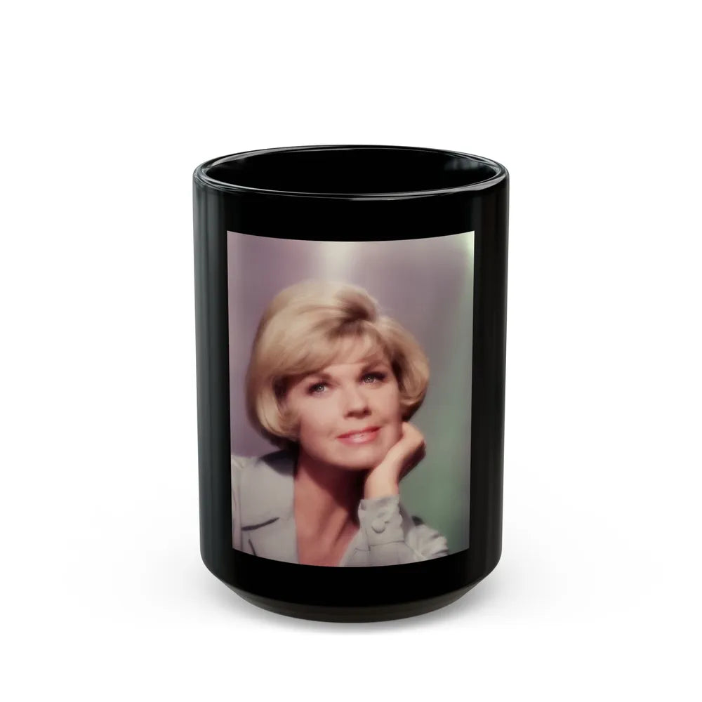 Doris Day #96 (Vintage Female Icon) Black Coffee Mug-15oz-Go Mug Yourself