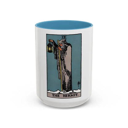 The Hermit (Tarot Card) Accent Coffee Mug-15oz-Light Blue-Go Mug Yourself