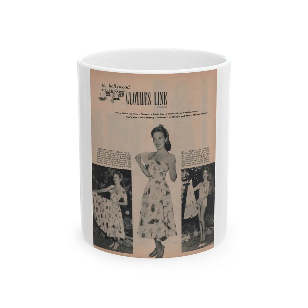 Terry Moore #634 - Magazine Page 3 B&W Photos & Captions (Vintage Female Icon) White Coffee Mug-11oz-Go Mug Yourself