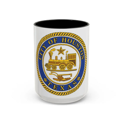 Seal of Houston Texas - Accent Coffee Mug-15oz-Black-Go Mug Yourself