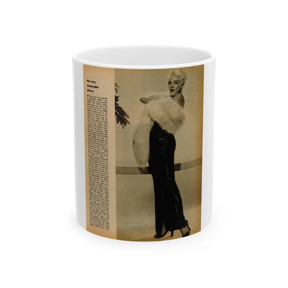 Sheree North #343 - 1 8x10 Page of B&W Glamour Photo with, Short Article from Movie Star Magazine Circa 1950's (Vintage Female Icon) White Coffee Mug-11oz-Go Mug Yourself