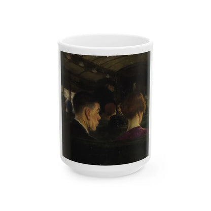 Couple on a Train, original illustration - White Coffee Mug-15oz-Go Mug Yourself