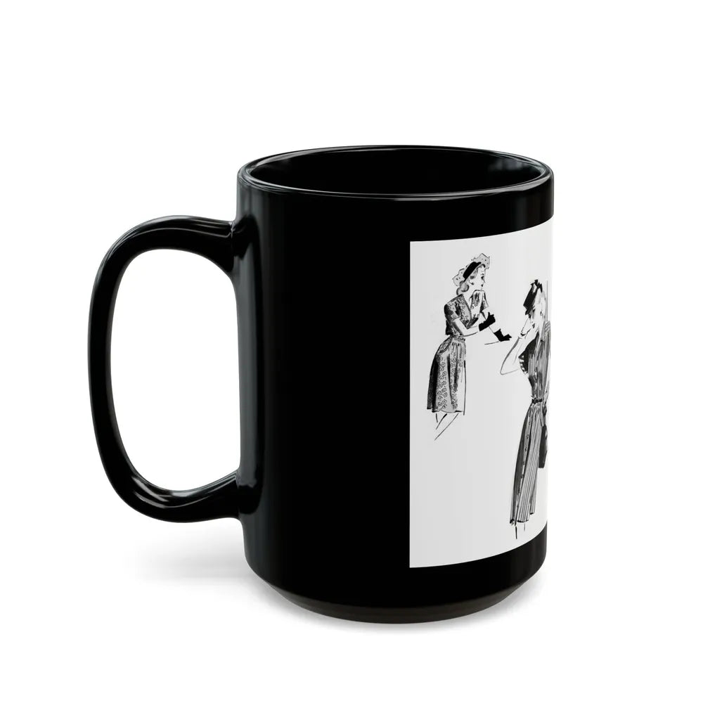 Fashion Illustrations, 1945 - Black Coffee Mug-Go Mug Yourself