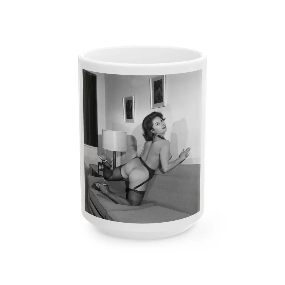 June Palmer #323 - Topless (Vintage Female Icon) White Coffee Mug-15oz-Go Mug Yourself