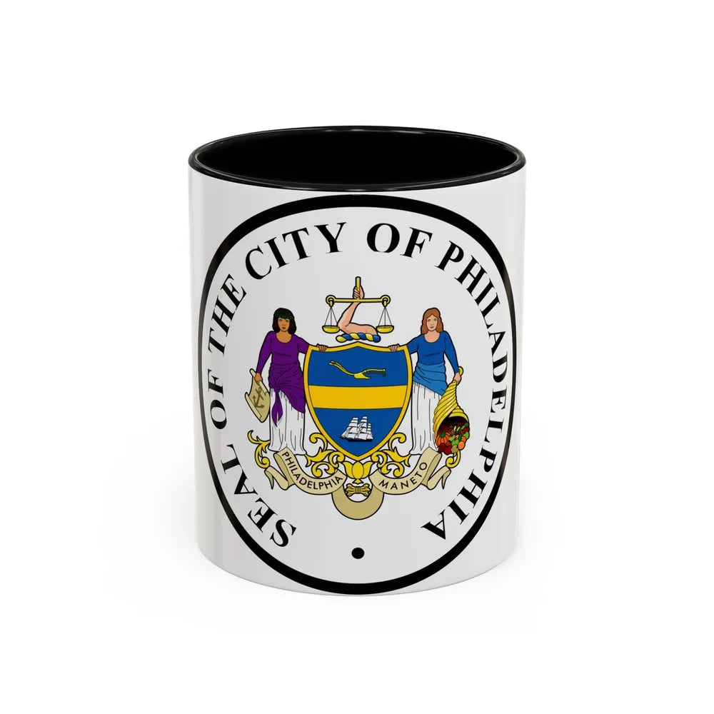 Seal of Philadelphia Pennsylvania - Accent Coffee Mug-11oz-Black-Go Mug Yourself