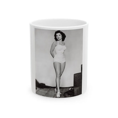 Debra Paget #263 - 8x10 Full Body 1-Piece White Swimsuit Cheesecake Photo Re-Strike from Mid 50's 1 (Vintage Female Icon) White Coffee Mug-11oz-Go Mug Yourself