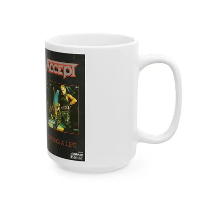 ACCEPT STAYING A LIFE (VHS COVER) - White Coffee Mug - Go Mug Yourself