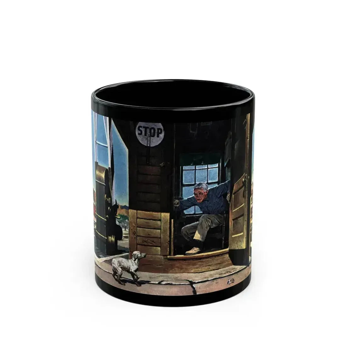 Accident at the Crossing, Collier's, January 14, 1950 - Black Coffee Mug 11oz - Go Mug Yourself