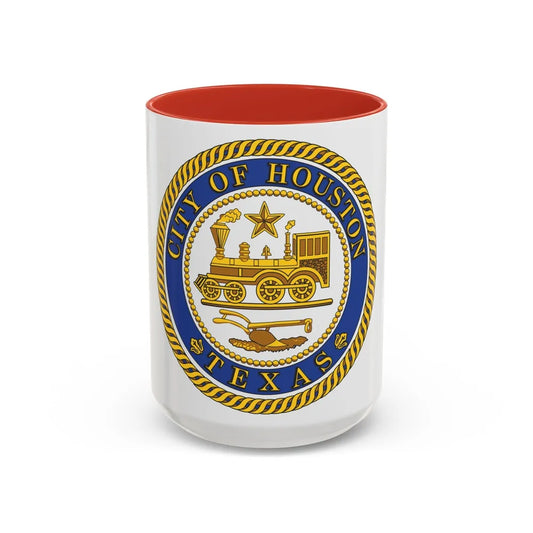 Seal of Houston Texas - Accent Coffee Mug-15oz-Red-Go Mug Yourself