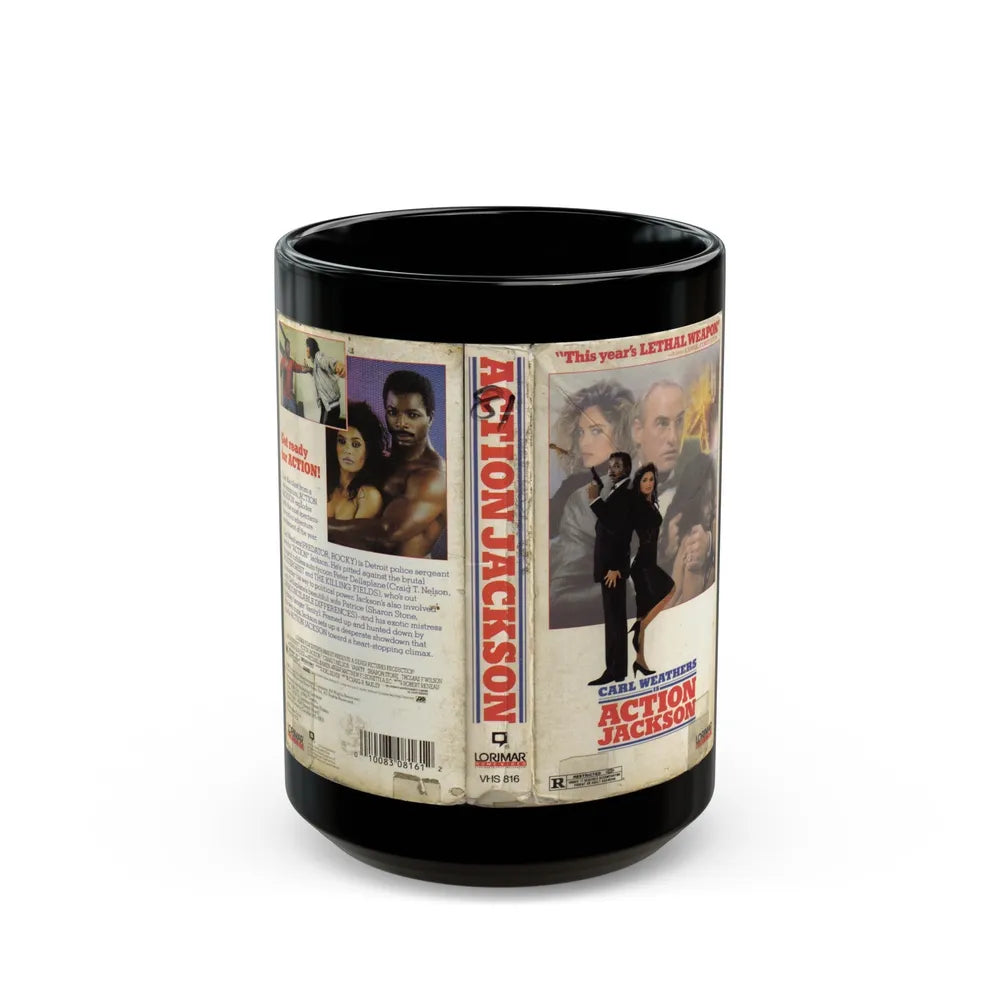 ACTION JACKSON CARL WEATHERS (VHS COVER) - Black Coffee Mug-15oz-Go Mug Yourself