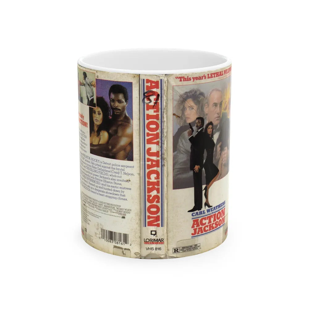 ACTION JACKSON CARL WEATHERS (VHS COVER) - White Coffee Mug-11oz-Go Mug Yourself