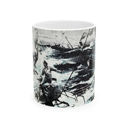 Action off Salerno (2), Blue Book Magazine, April 1948 - White Coffee Mug 11oz - Go Mug Yourself