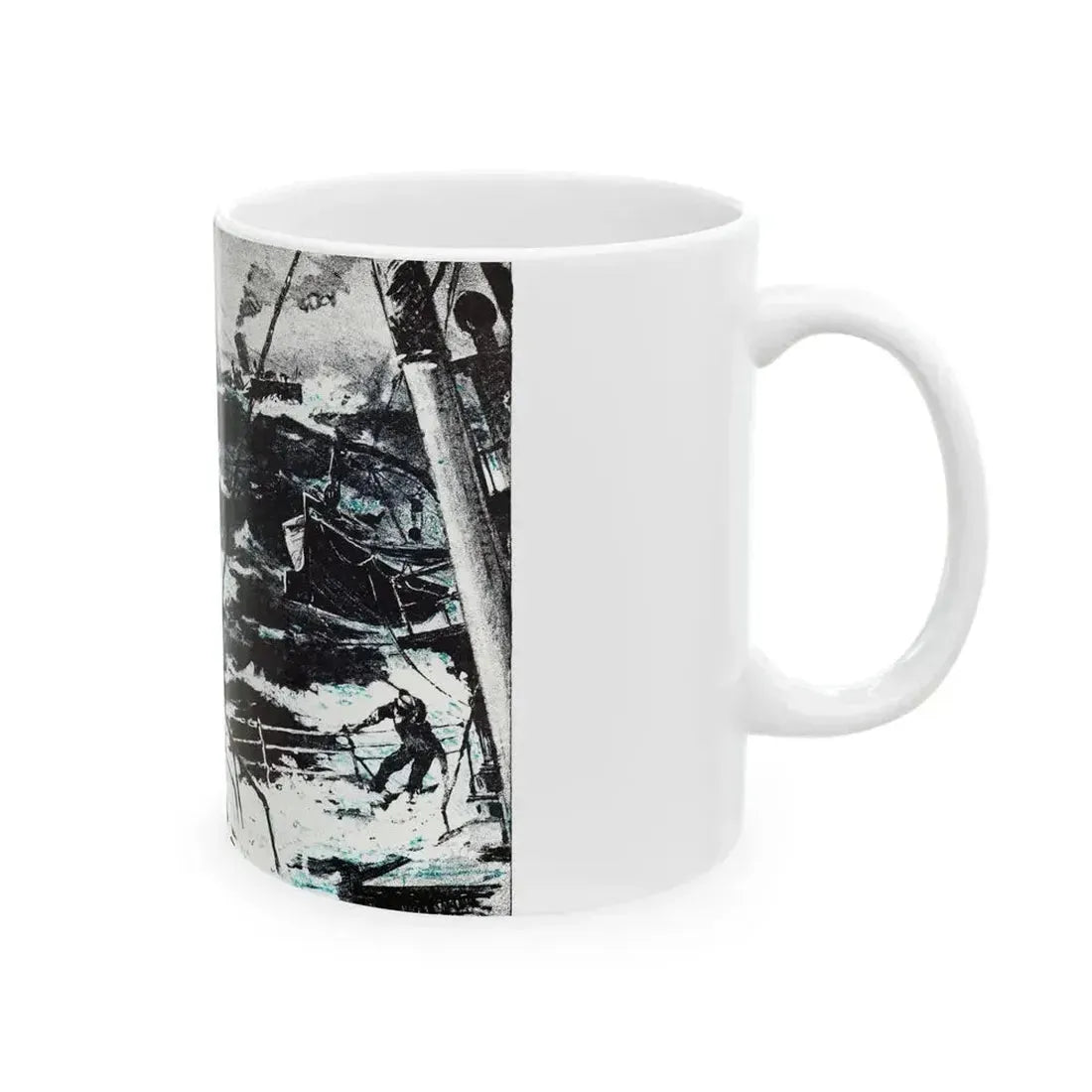 Action off Salerno (2), Blue Book Magazine, April 1948 - White Coffee Mug - Go Mug Yourself