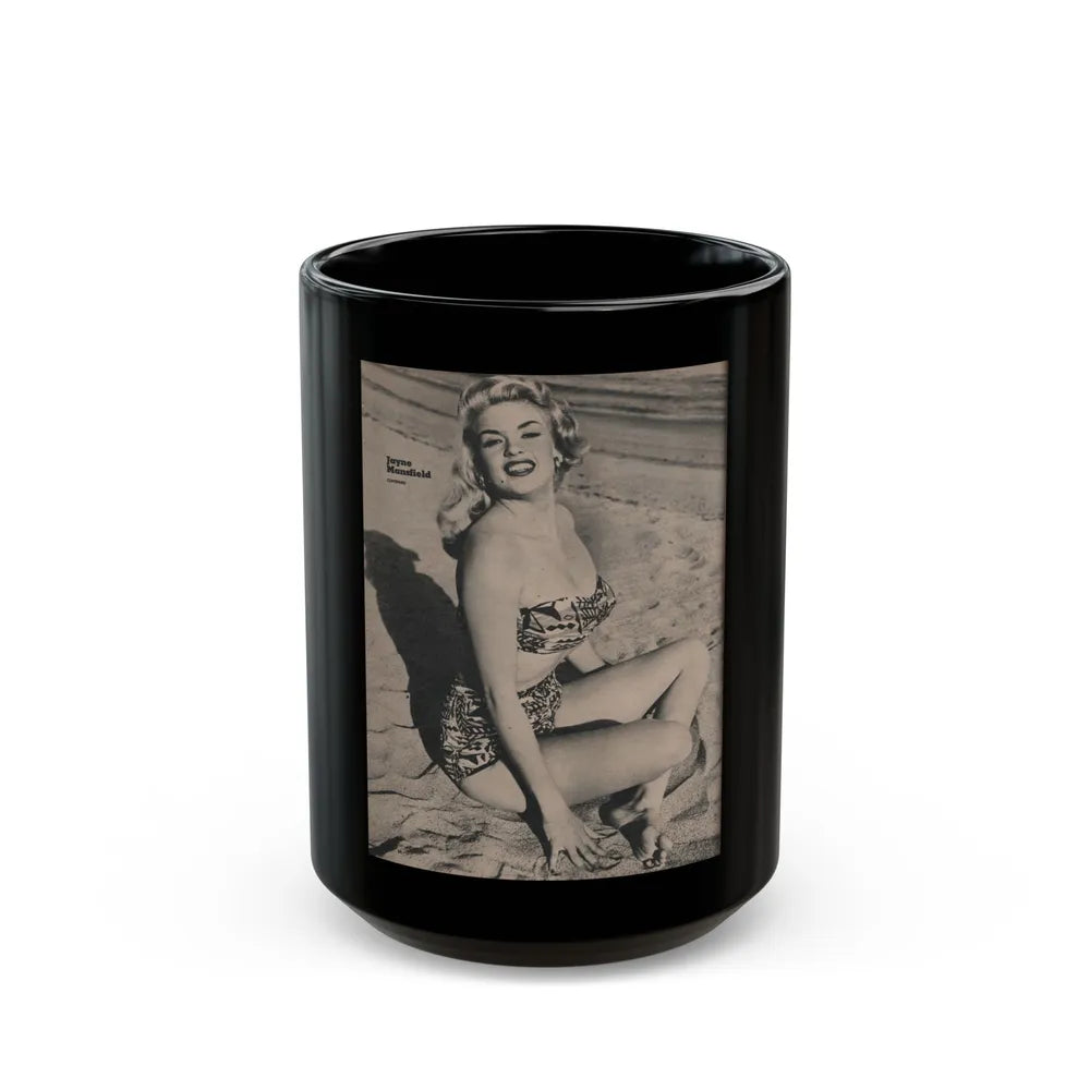 Jayne Mansfield #168 - 1 Page, 1 Full page B&W Photo from Fabulous Females Mag. Issue #01 '55 (Vintage Female Icon) Black Coffee Mug-15oz-Go Mug Yourself