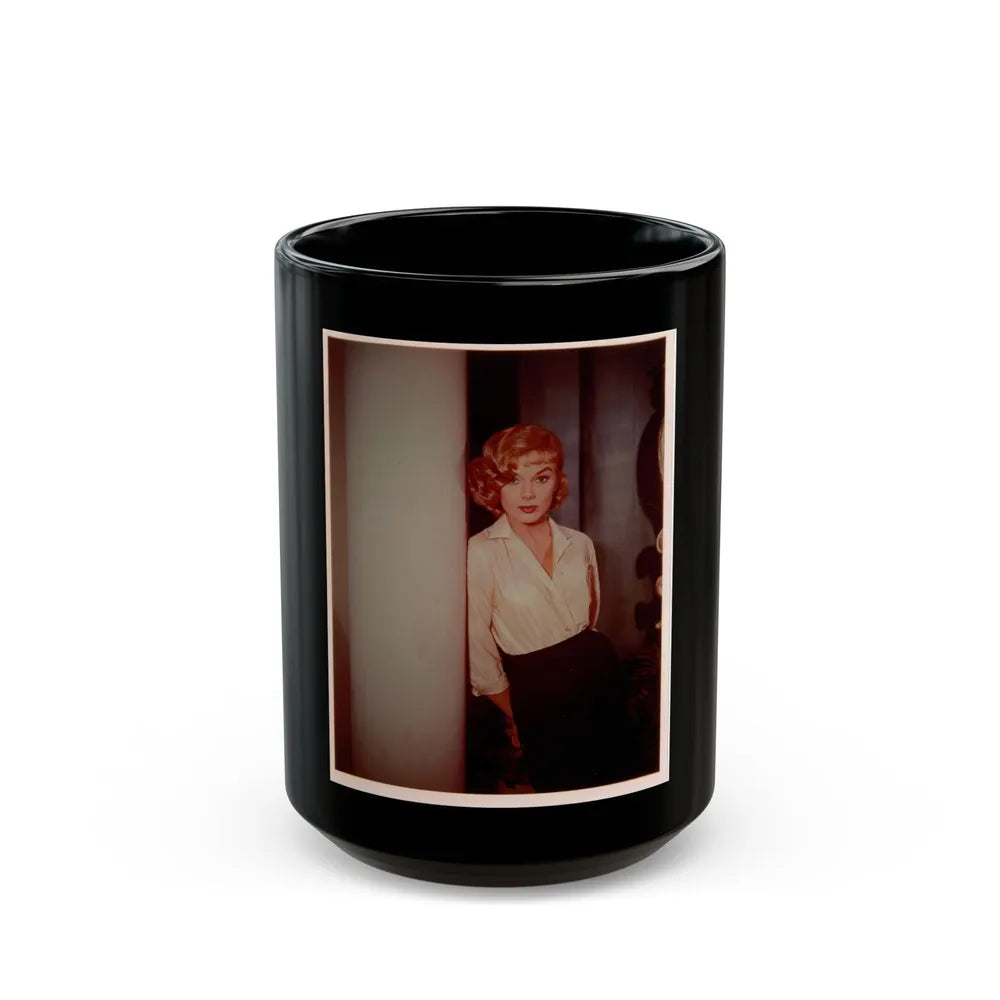 Leslie Parrish #76 (Vintage Female Icon) Black Coffee Mug-15oz-Go Mug Yourself