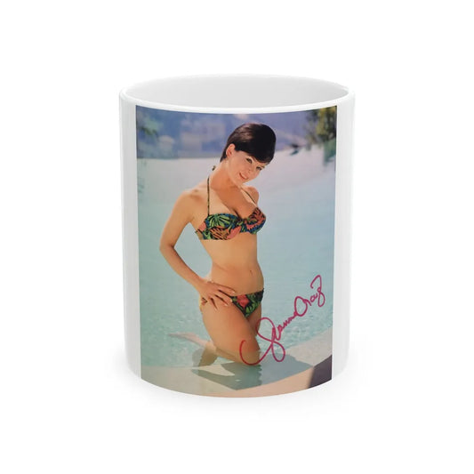 Yvonne Craig #82 - 8x10 Color 2-Piece Hawaiian Bikini Pin-Up Photo from 60's (Vintage Female Icon) White Coffee Mug-11oz-Go Mug Yourself