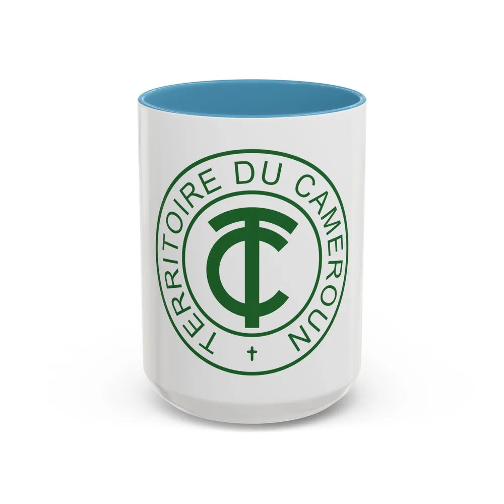 Emblem of French Cameroon - Accent Coffee Mug-15oz-Light Blue-Go Mug Yourself