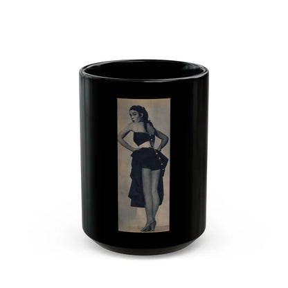 Kathryn Grant #140 - Reverse side of cover 1 Page of Full Body B&W Pin-Up from Piccolo Dutch Movie Star Mag. 12-19-1954 (Vintage Female Icon) Black Coffee Mug-15oz-Go Mug Yourself