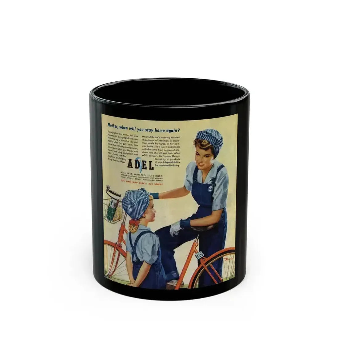 Adel advertisement, The Saturday Evening Post, May 6, 1944 - Black Coffee Mug 11oz - Go Mug Yourself